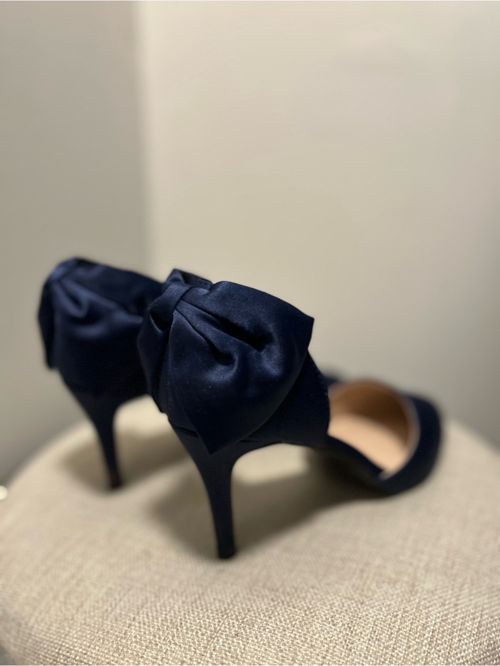 Journee Collection Navy Satin Bow High Heels